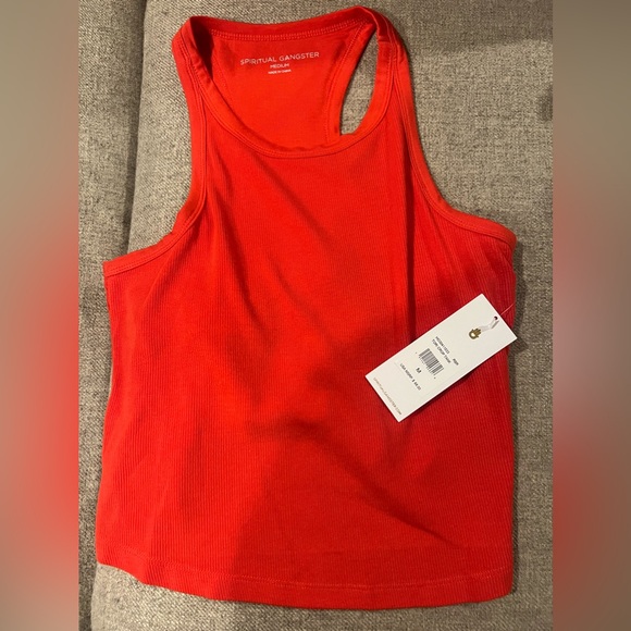 NWT spiritual gangster red cropped tank size small women's with built in bra - Picture 9 of 11